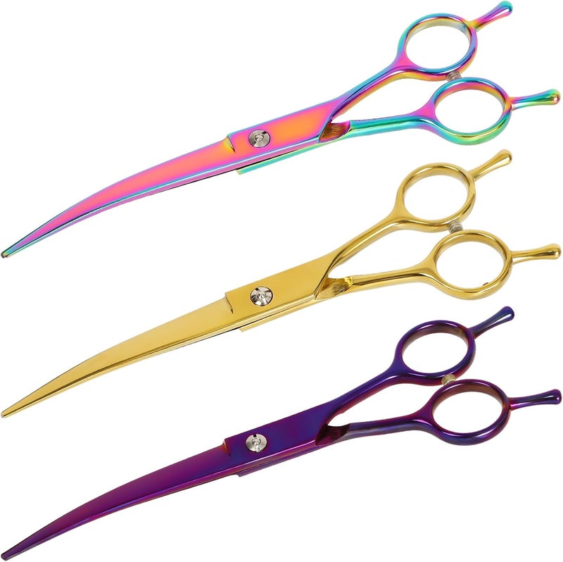 sumcoo Dog Grooming Scissors Premium Stainless Steel Curved Hair Cutting Scissors for Dogs & Cats (Gold) - Image 3